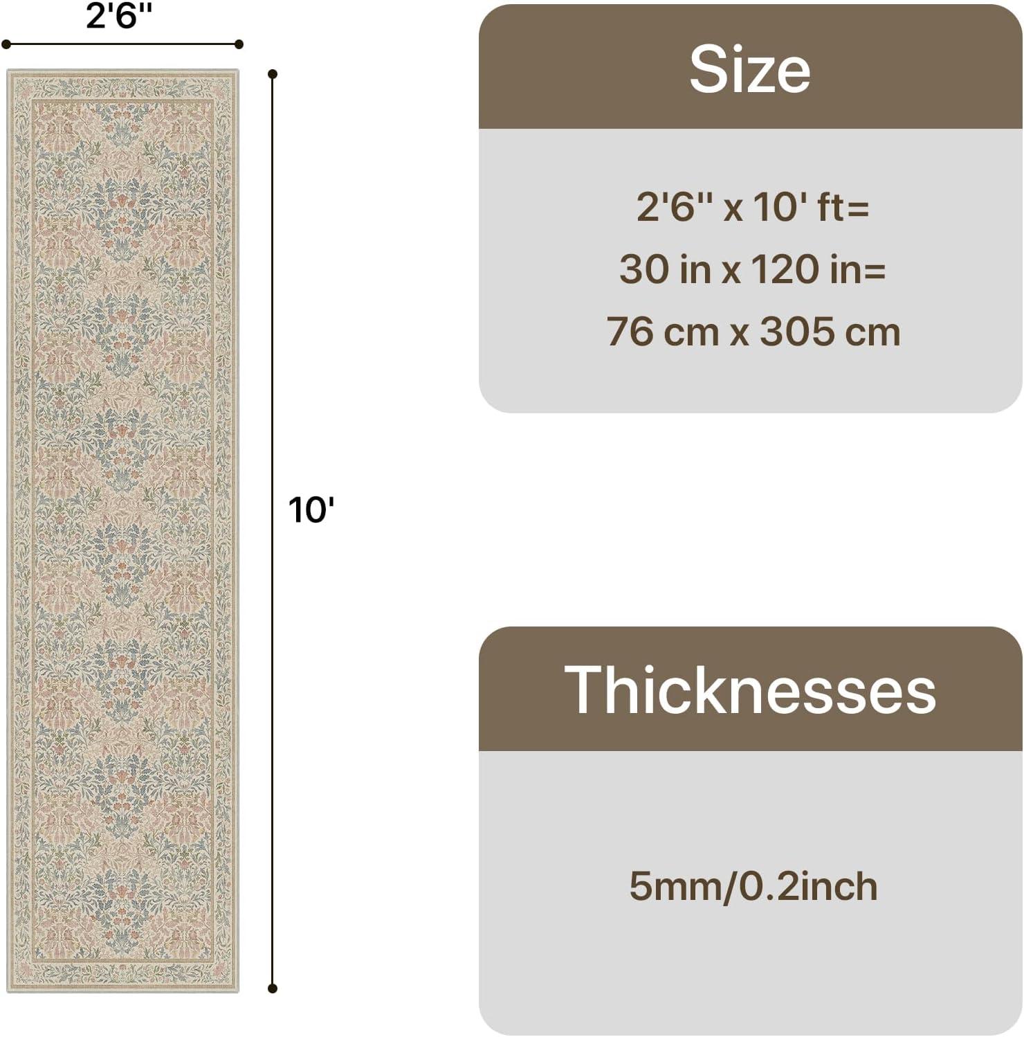 imageGENIMO 5x7 Washable Area Rug NonSlip Vintage Boho Floral Carpet Soft LowPile Thin Bedroom Rug for Living Room Dining Room Nursery Pink WhiteBeige Pink
