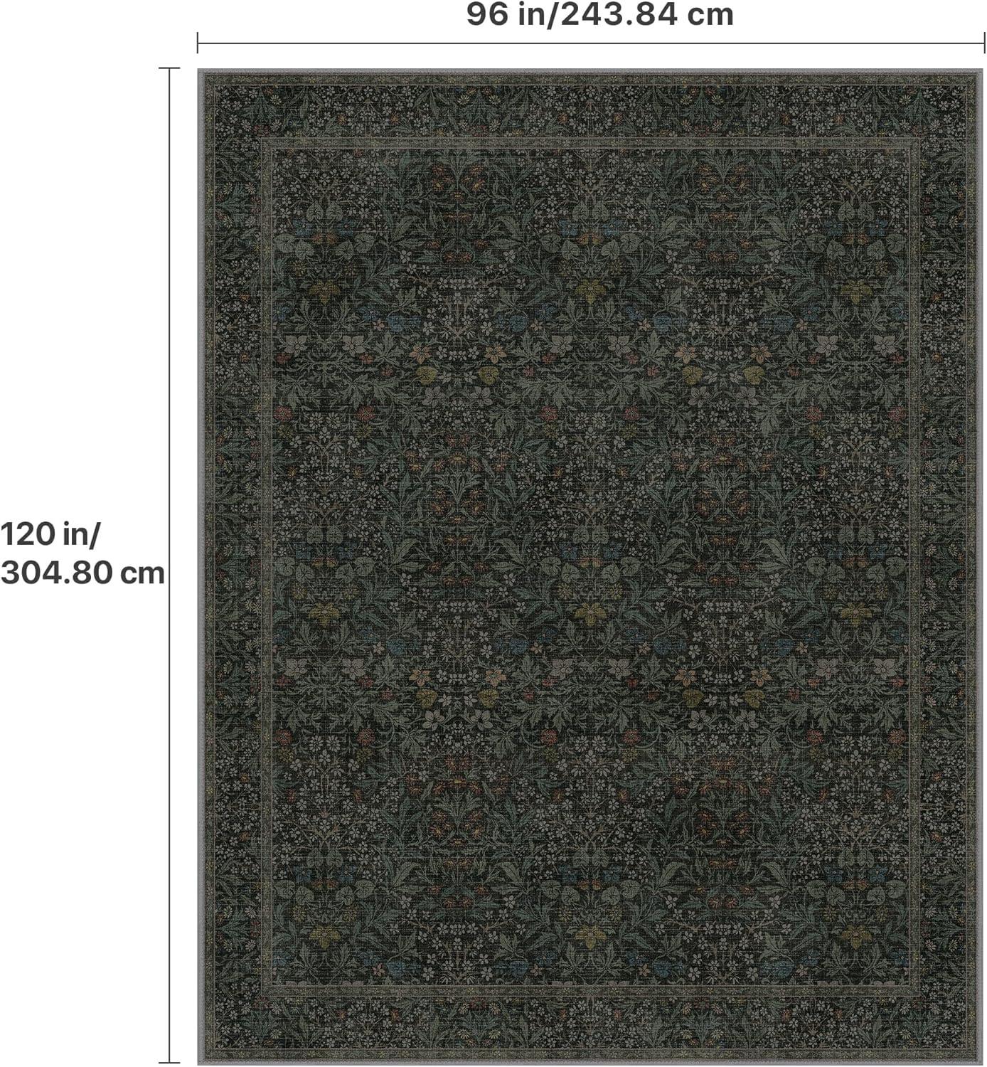 imageGENIMO 5x7 Washable Area Rug NonSlip Vintage Boho Floral Carpet Soft LowPile Thin Bedroom Rug for Living Room Dining Room Nursery Pink WhiteCharcoal Green