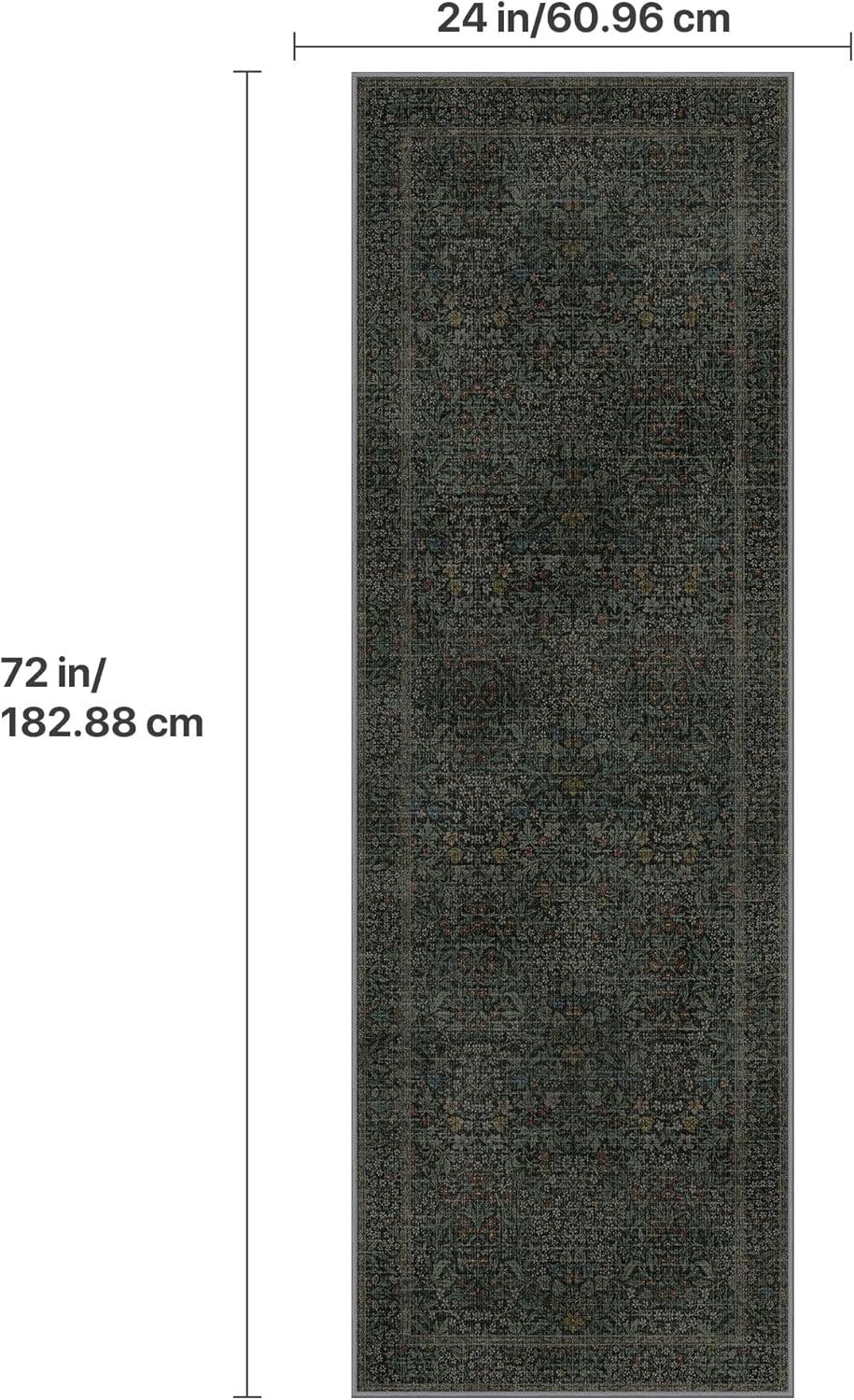 imageGENIMO 5x7 Washable Area Rug NonSlip Vintage Boho Floral Carpet Soft LowPile Thin Bedroom Rug for Living Room Dining Room Nursery Pink WhiteCharcoal Green