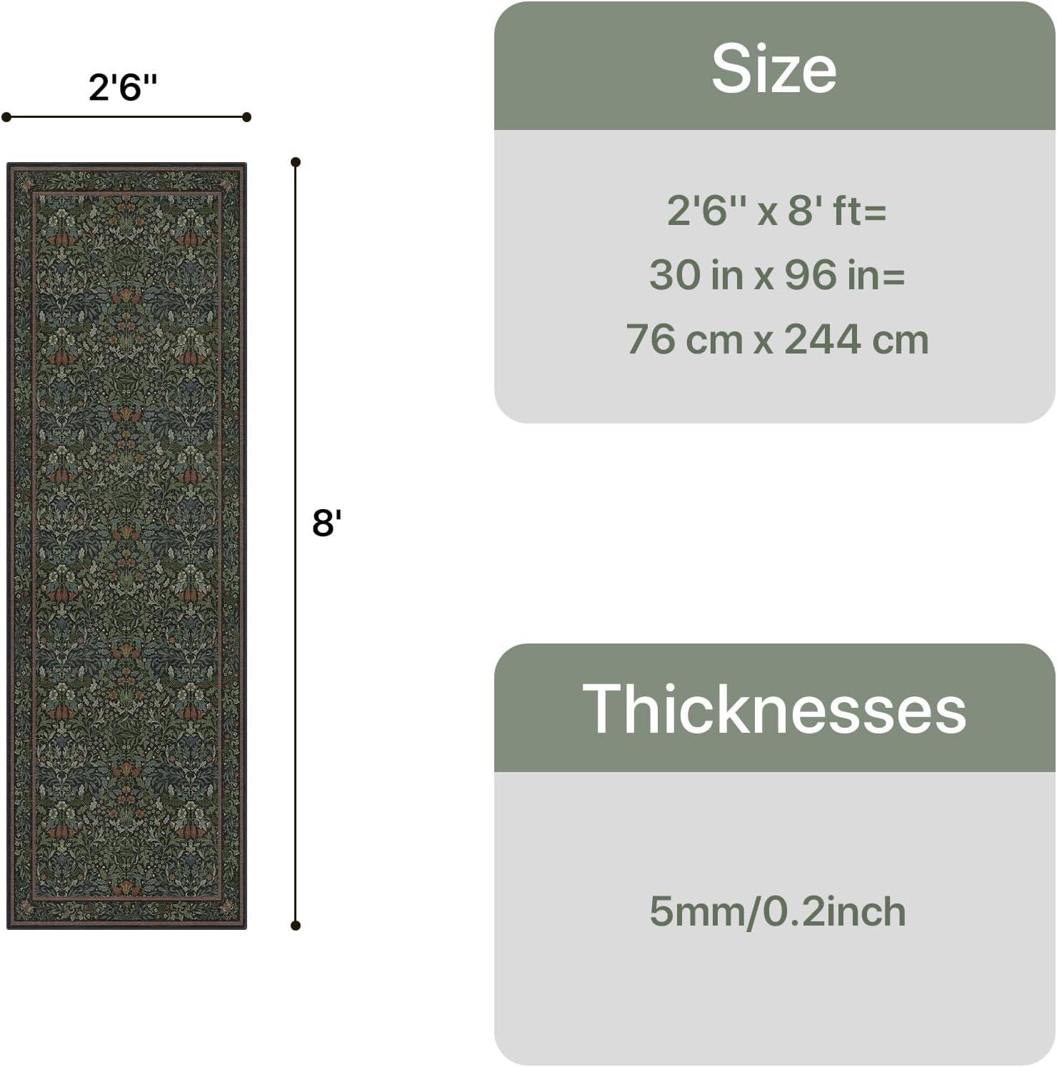 imageGENIMO 5x7 Washable Area Rug NonSlip Vintage Boho Floral Carpet Soft LowPile Thin Bedroom Rug for Living Room Dining Room Nursery Pink WhiteDark Green