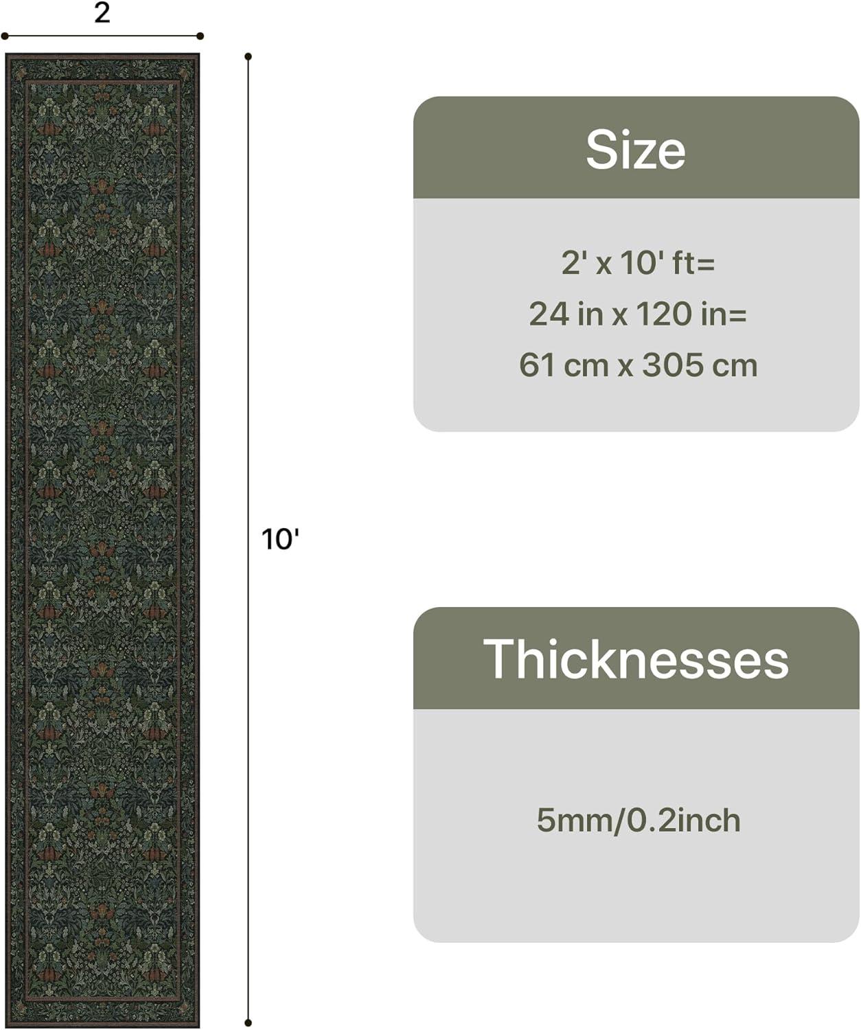 imageGENIMO 5x7 Washable Area Rug NonSlip Vintage Boho Floral Carpet Soft LowPile Thin Bedroom Rug for Living Room Dining Room Nursery Pink WhiteDark Green