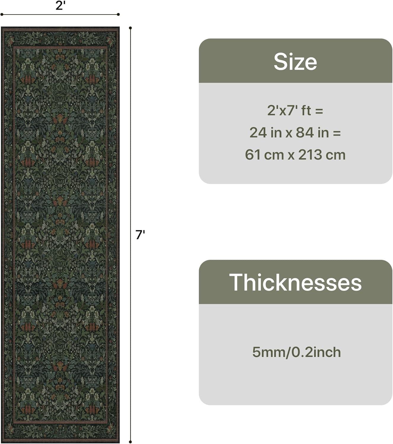 imageGENIMO 5x7 Washable Area Rug NonSlip Vintage Boho Floral Carpet Soft LowPile Thin Bedroom Rug for Living Room Dining Room Nursery Pink WhiteDark Green