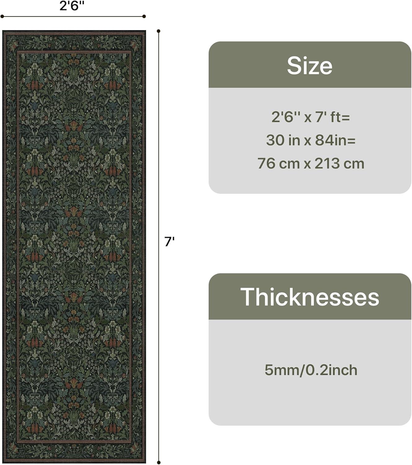 imageGENIMO 5x7 Washable Area Rug NonSlip Vintage Boho Floral Carpet Soft LowPile Thin Bedroom Rug for Living Room Dining Room Nursery Pink WhiteDark Green
