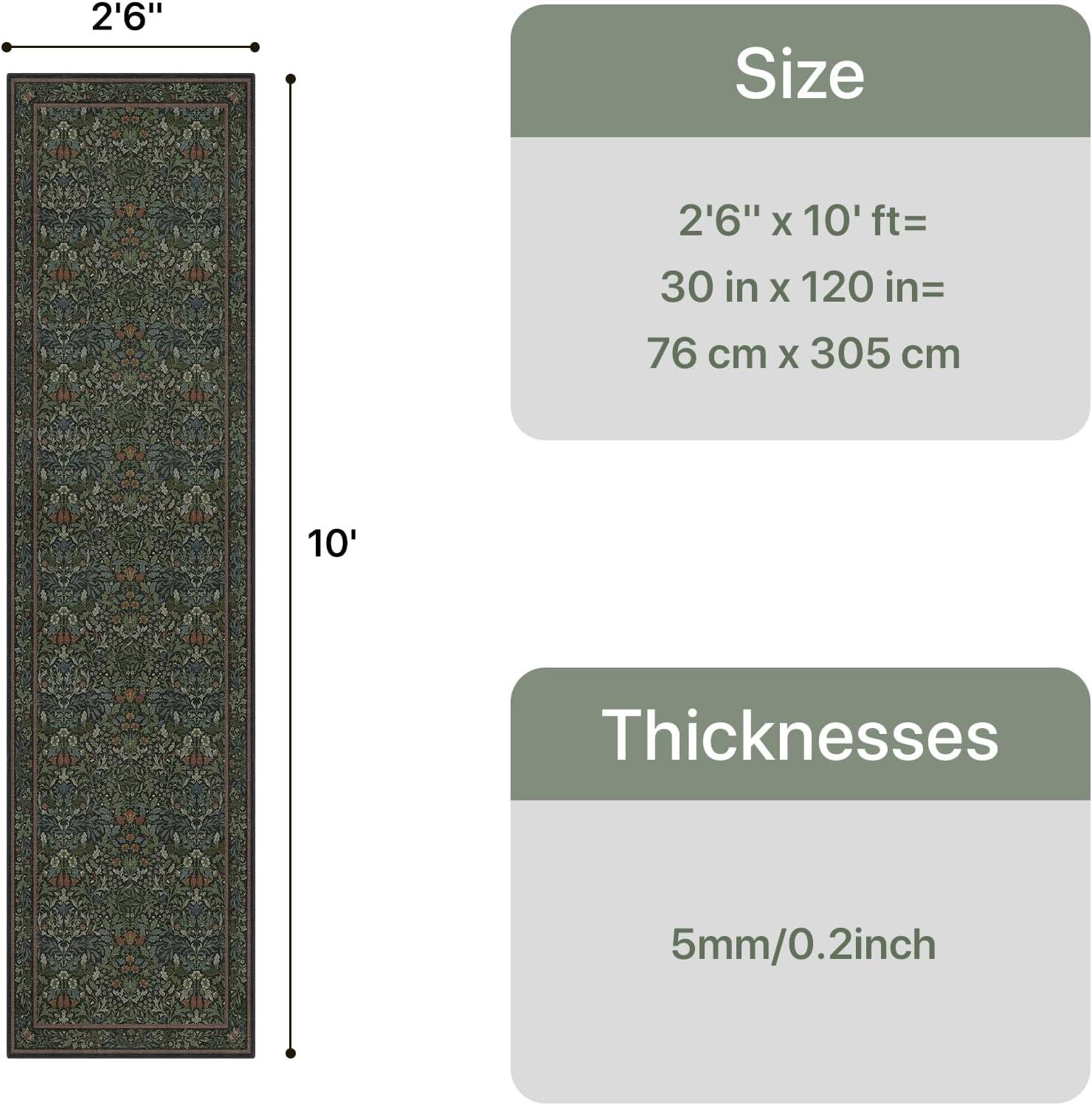 imageGENIMO 5x7 Washable Area Rug NonSlip Vintage Boho Floral Carpet Soft LowPile Thin Bedroom Rug for Living Room Dining Room Nursery Pink WhiteDark Green