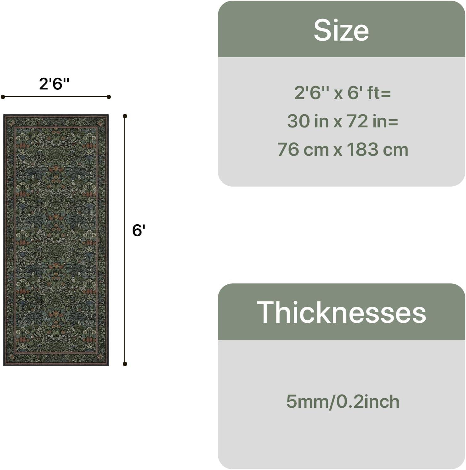 imageGENIMO 5x7 Washable Area Rug NonSlip Vintage Boho Floral Carpet Soft LowPile Thin Bedroom Rug for Living Room Dining Room Nursery Pink WhiteDark Green