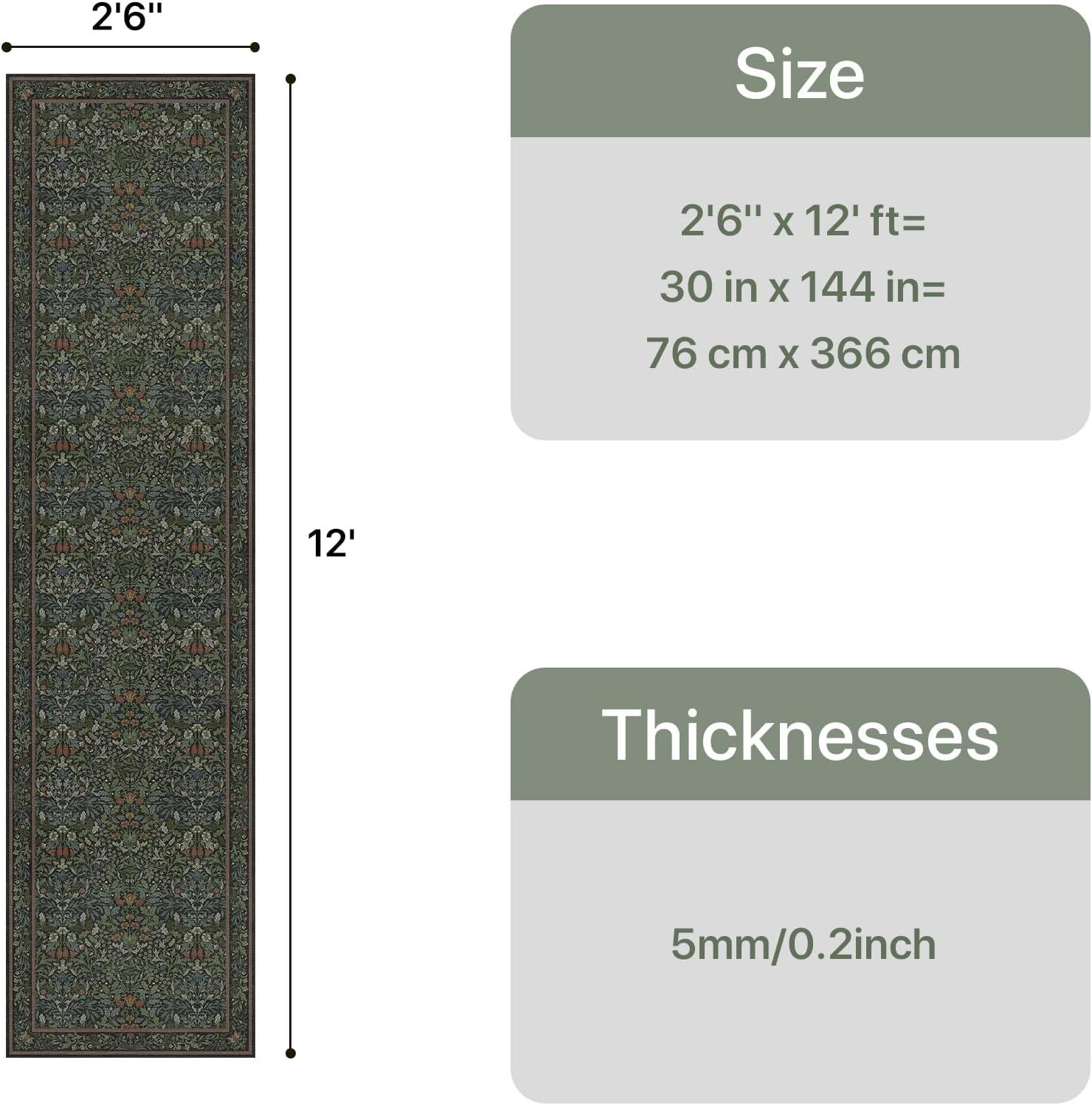 imageGENIMO 5x7 Washable Area Rug NonSlip Vintage Boho Floral Carpet Soft LowPile Thin Bedroom Rug for Living Room Dining Room Nursery Pink WhiteDark Green