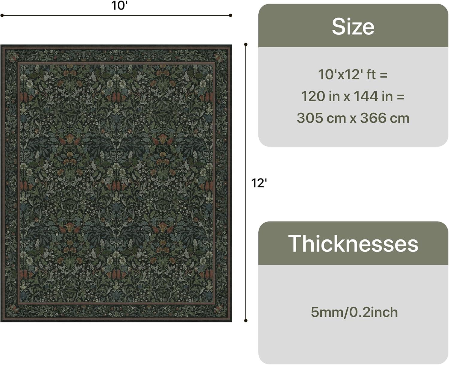 imageGENIMO 5x7 Washable Area Rug NonSlip Vintage Boho Floral Carpet Soft LowPile Thin Bedroom Rug for Living Room Dining Room Nursery Pink WhiteDark Green