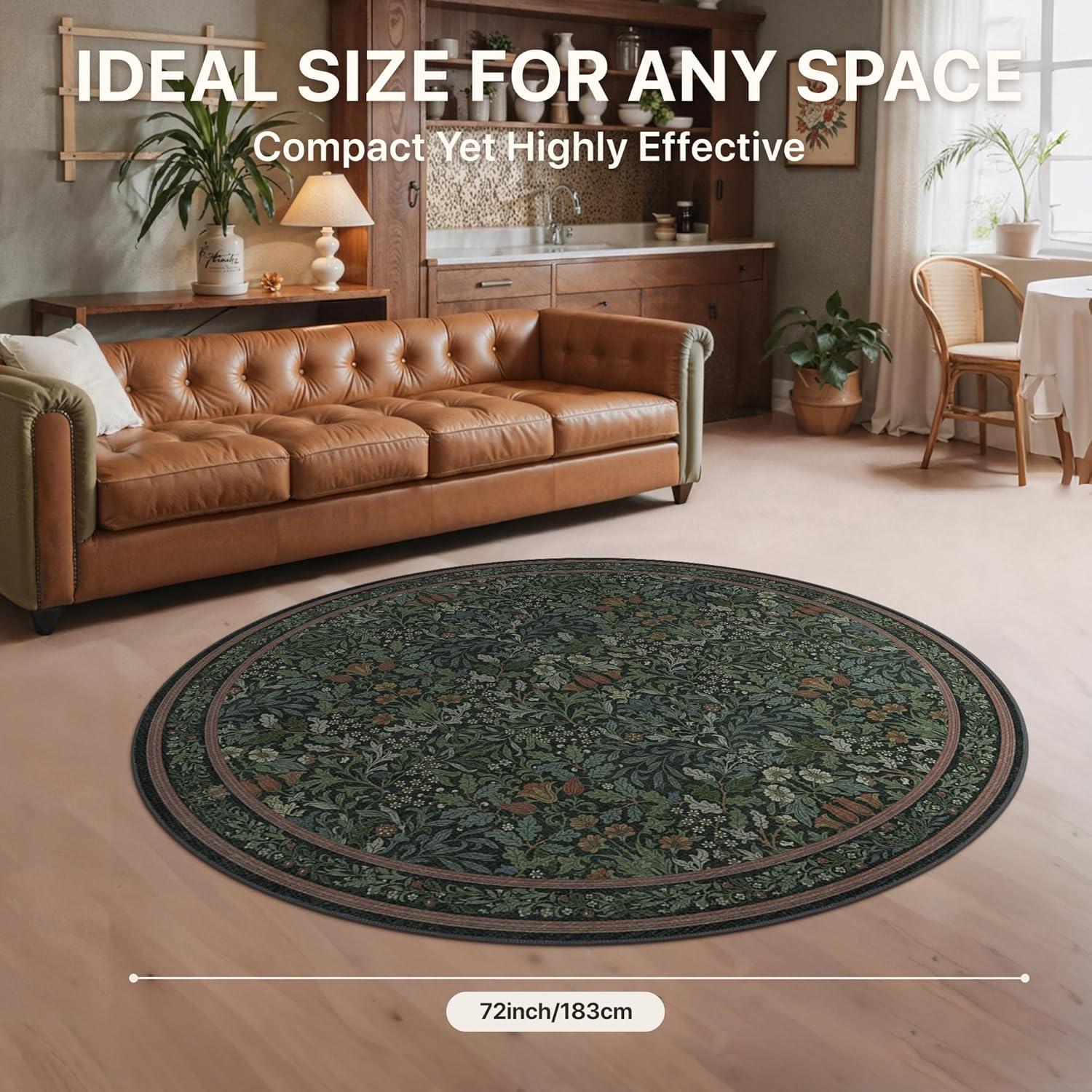 imageGENIMO 5x7 Washable Area Rug NonSlip Vintage Boho Floral Carpet Soft LowPile Thin Bedroom Rug for Living Room Dining Room Nursery Pink WhiteDark Green
