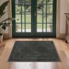 GENIMO 5×7 Washable Area Rug, Non-Slip Vintage Boho Floral Carpet, Soft Low-Pile Thin Bedroom Rug for Living Room, Dining Room, Nursery, Pink White(Charcoal Green)