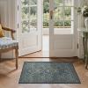 GENIMO 5×7 Washable Area Rug, Non-Slip Vintage Boho Floral Carpet, Soft Low-Pile Thin Bedroom Rug for Living Room, Dining Room, Nursery, Pink White(Dark Blue)