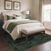 GENIMO 5×7 Washable Area Rug, Non-Slip Vintage Boho Floral Carpet, Soft Low-Pile Thin Bedroom Rug for Living Room, Dining Room, Nursery, Pink White(Dark Green-1)