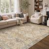 GENIMO 6x9Area Rugs for Living Room, Machine Washable Non Slip Vintage Rugs, Low Pile Lightweight Print Rug for Bedroom, Dining Room, Home Office, Warm Brown