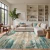 GENIMO Washable Rug-6×9 Area Rugs Lightweight Foldable, Modern Pet Friendly Low Pile Carpet for Living Room, Bedroom, Playroom, Emerald Ripples
