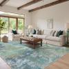 GENIMO Washable Rugs 8×10 Area Rugs for Living Room Bedroom, Modern Lightweight Rug Ultra Soft Indoor Area Rugs 8×10 for Dining Room, Low Pile Carpet with Non Slip Backing, Blue Green