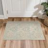 GENIMO 5×7 Washable Area Rug, Non-Slip Vintage Boho Floral Carpet, Soft Low-Pile Thin Bedroom Rug for Living Room, Dining Room, Nursery, Pink White(Beige Pink)