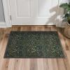 GENIMO 5×7 Washable Area Rug, Non-Slip Vintage Boho Floral Carpet, Soft Low-Pile Thin Bedroom Rug for Living Room, Dining Room, Nursery, Pink White(Dark Green)