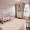 GENIMO 5×7 Washable Area Rug, Non-Slip Vintage Boho Floral Carpet, Soft Low-Pile Thin Bedroom Rug for Living Room, Dining Room, Nursery, Pink White(Pink White)