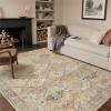 GENIMO 6x9Area Rugs for Living Room, Machine Washable Non Slip Vintage Rugs, Low Pile Lightweight Print Rug for Bedroom, Dining Room, Home Office, Warm Brown