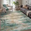 GENIMO Washable Rug-6×9 Area Rugs Lightweight Foldable, Modern Pet Friendly Low Pile Carpet for Living Room, Bedroom, Playroom, Emerald Ripples