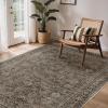 GENIMO 8×10 Area Rug Machine Washable Boho Rug for Living Room,Ultra-Thin Low Pile Carpet,Lightweight Indoor Printed Rug,Non Slip Floral Area Rug for Bedroom, Dining Room, Home Office,Brownish Green