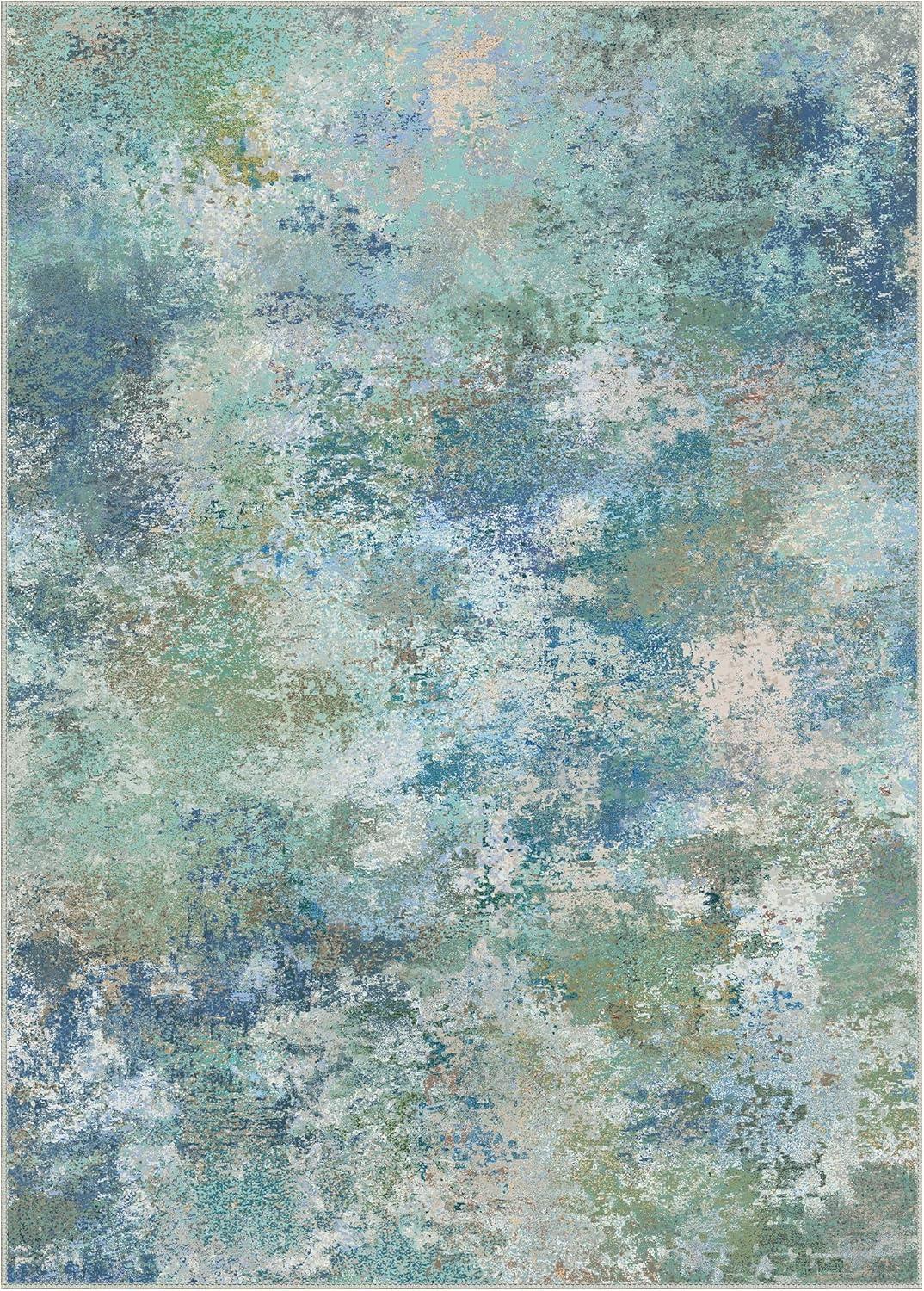 imageGENIMO 3x5 Rugs for Entryway Entrance Modern Lightweight Rug Ultra Soft Indoor Area Rugs 3x5 for Living Room Bedroom Kitchen Low Pile Carpet with Non Slip Backing Blue Green