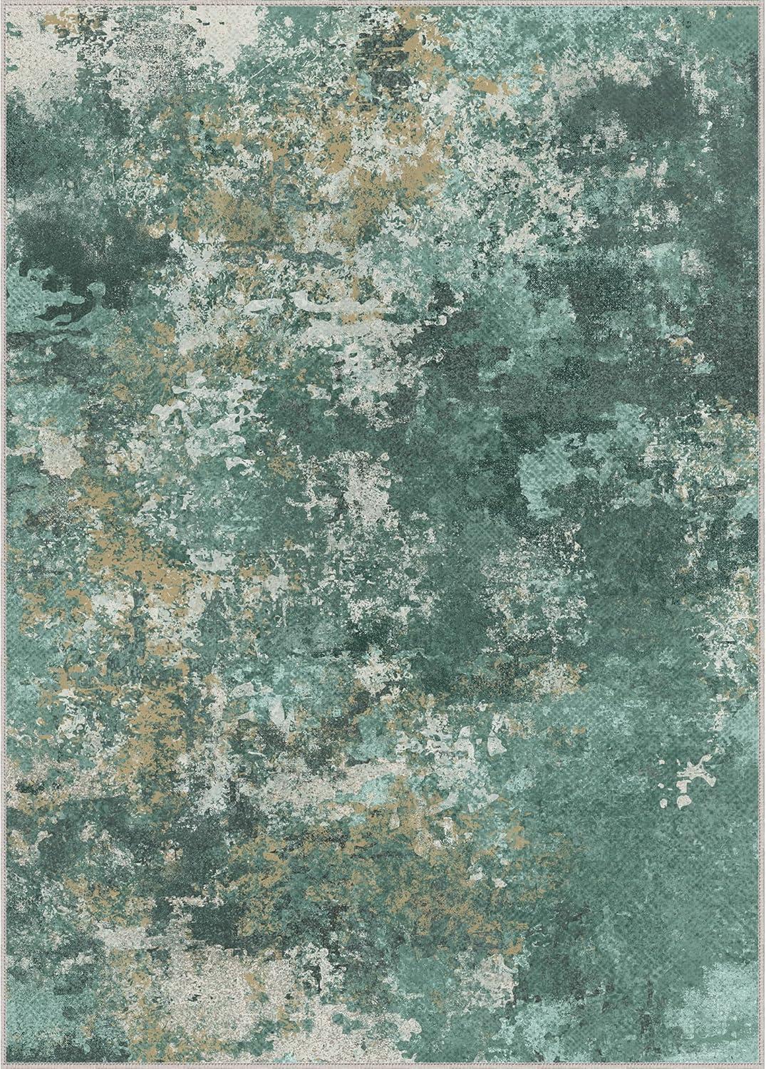 imageGENIMO Washable Rugs 8x10 Area Rugs for Living Room Bedroom Modern Lightweight Rug Ultra Soft Indoor Area Rugs 8x10 for Dining Room Low Pile Carpet with Non Slip Backing Turquoise