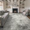 GENIMO 8×10 Area Rugs for Living Room, Machine Washable Non Slip Rugs, Low Pile Lightweight Vintage Print Rug for Bedroom, Dining Room, Home Office, Distressed Grey