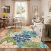 GENIMO Indoor Outdoor Area Rug 8’x10′, Machine Washable Rugs for Patio, Waterproof, Non-Slip Easy Cleaning Floral Outdoor Mat Carpet for Living Room, Bedroom, RV, Balcony, Deck, Camping, Colorful(Teal Blue)
