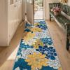GENIMO Indoor Outdoor Area Rug 8’x10′, Machine Washable Rugs for Patio, Waterproof, Non-Slip Easy Cleaning Floral Outdoor Mat Carpet for Living Room, Bedroom, RV, Balcony, Deck, Camping, Colorful(Blue)