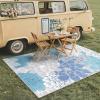 GENIMO Indoor Outdoor Area Rug 8’x10′, Machine Washable Rugs for Patio, Waterproof, Non-Slip Easy Cleaning Floral Outdoor Mat Carpet for Living Room, Bedroom, RV, Balcony, Deck, Camping, Colorful(Light Blue)