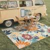 GENIMO Indoor Outdoor Area Rug 8’x10′, Machine Washable Rugs for Patio, Waterproof, Non-Slip Easy Cleaning Floral Outdoor Mat Carpet for Living Room, Bedroom, RV, Balcony, Deck, Camping, Colorful(Rustic Orange)
