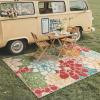GENIMO Indoor Outdoor Area Rug 8’x10′, Machine Washable Rugs for Patio, Waterproof, Non-Slip Easy Cleaning Floral Outdoor Mat Carpet for Living Room, Bedroom, RV, Balcony, Deck, Camping, Colorful(Red Orange)