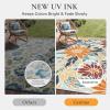 GENIMO Indoor Outdoor Area Rug 8’x10′, Machine Washable Rugs for Patio, Waterproof, Non-Slip Easy Cleaning Floral Outdoor Mat Carpet for Living Room, Bedroom, RV, Balcony, Deck, Camping, Colorful(Rustic Orange)