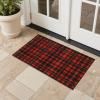 GENIMO Indoor Outdoor Area Rug 8’x10′, Machine Washable Rugs for Patio, Waterproof, Non-Slip Easy Cleaning Floral Outdoor Mat Carpet for Living Room, Bedroom, RV, Balcony, Deck, Camping, Colorful(Plaid 1-black Red)