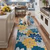 GENIMO Indoor Outdoor Area Rug 8’x10′, Machine Washable Rugs for Patio, Waterproof, Non-Slip Easy Cleaning Floral Outdoor Mat Carpet for Living Room, Bedroom, RV, Balcony, Deck, Camping, Colorful(Blue)