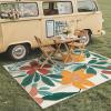 GENIMO Indoor Outdoor Area Rug 8’x10′, Machine Washable Rugs for Patio, Waterproof, Non-Slip Easy Cleaning Floral Outdoor Mat Carpet for Living Room, Bedroom, RV, Balcony, Deck, Camping, Colorful(Sage Orange)