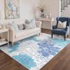 GENIMO Indoor Outdoor Area Rug 8’x10′, Machine Washable Rugs for Patio, Waterproof, Non-Slip Easy Cleaning Floral Outdoor Mat Carpet for Living Room, Bedroom, RV, Balcony, Deck, Camping, Colorful(Light Blue)