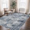 GENIMO Washable Area Rugs for Living Room, 8×10 Modern Non Slip Rugs, Low Pile Lightweight Soft Print Rug for Bedroom, Dining Room, Home Office, Deep Sea Blue