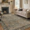 GENIMO 8×10 Area Rugs for Living Room, Machine Washable Non Slip Vintage Rugs, Low Pile Lightweight Chenille Print Rug for Bedroom, Dining Room, Home Office, WarmTaupe