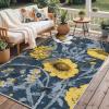 GENIMO Indoor Outdoor Area Rug 8’x10′, Machine Washable Rugs for Patio, Waterproof, Non-Slip Easy Cleaning Floral Outdoor Mat Carpet for Living Room, Bedroom, RV, Balcony, Deck, Camping, Colorful(Yellow Blue)