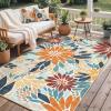 GENIMO Indoor Outdoor Area Rug 8’x10′, Machine Washable Rugs for Patio, Waterproof, Non-Slip Easy Cleaning Floral Outdoor Mat Carpet for Living Room, Bedroom, RV, Balcony, Deck, Camping, Colorful(Rustic Orange)