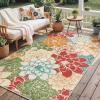 GENIMO Indoor Outdoor Area Rug 8’x10′, Machine Washable Rugs for Patio, Waterproof, Non-Slip Easy Cleaning Floral Outdoor Mat Carpet for Living Room, Bedroom, RV, Balcony, Deck, Camping, Colorful(Red Orange)