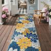 GENIMO Indoor Outdoor Area Rug 8’x10′, Machine Washable Rugs for Patio, Waterproof, Non-Slip Easy Cleaning Floral Outdoor Mat Carpet for Living Room, Bedroom, RV, Balcony, Deck, Camping, Colorful(Blue)