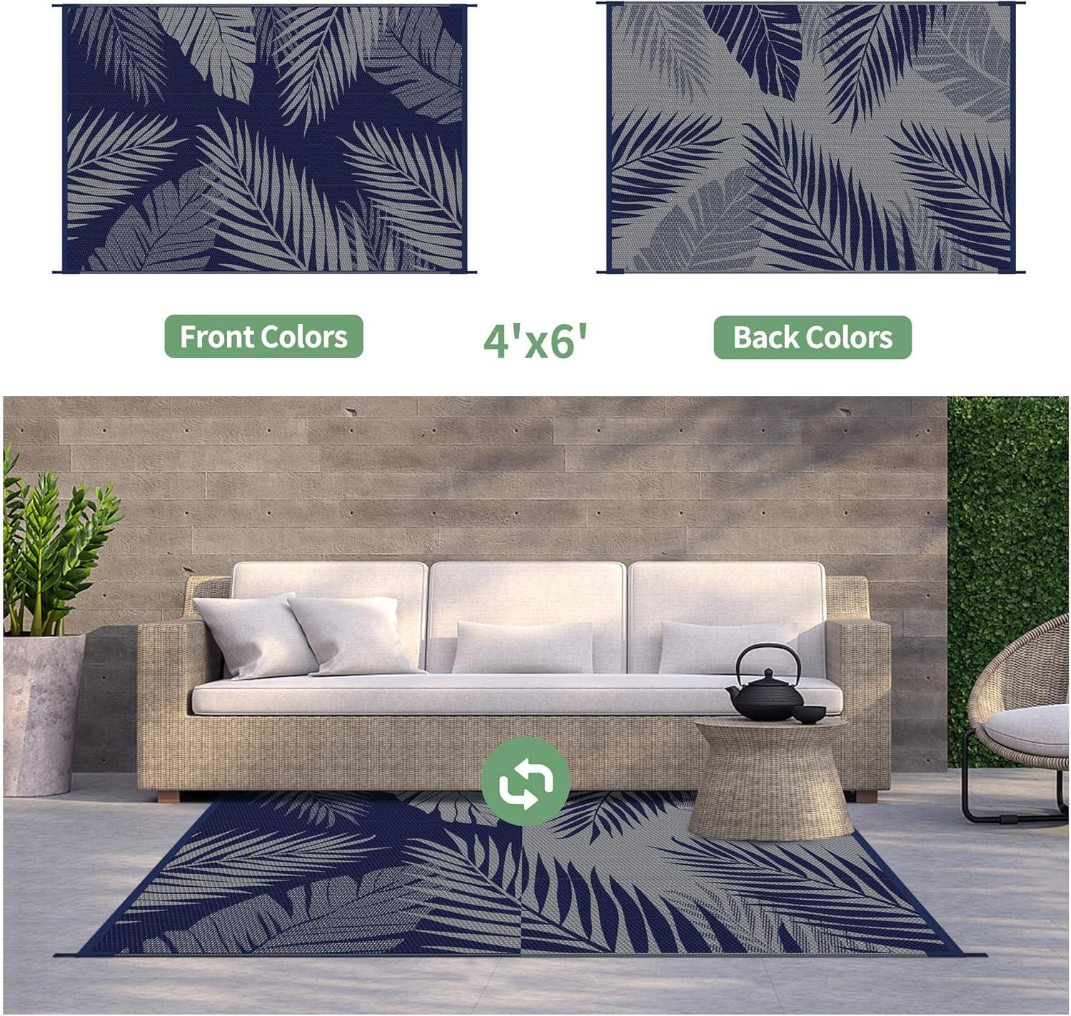 imageGENIMO Outdoor Rug 25 x 8 Waterproof for Patios Clearance Reversible Outdoor Plastic Straw Camping Rug Carpet Large Area Rugs Mats for RV Camper Deck Balcony Porch Beach BlackampBeigeNavy Blue Grey Waterproof