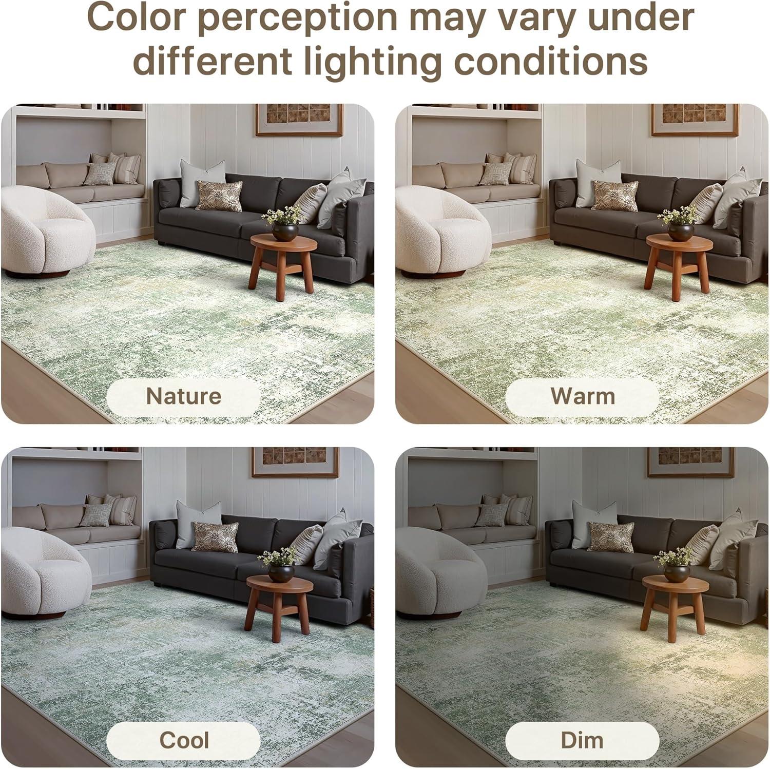 imageGENIMO Washable Area Rugs for Living Room 8x10 Modern Non Slip Rugs Low Pile Lightweight Soft Print Rug for Bedroom Dining Room Home Office Ice Cream Green