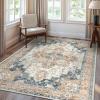 GENIMO 8×10 Area Rugs for Living Room, Machine Washable Non Slip Vintage Rugs, Low Pile Lightweight Chenille Print Rug for Bedroom, Dining Room, Home Office, Reddish Blue