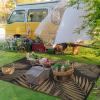 GENIMO Outdoor Rug 2.5′ x 8′ Waterproof for Patios Clearance, Reversible Outdoor Plastic Straw Camping Rug Carpet, Large Area Rugs Mats for RV, Camper, Deck, Balcony, Porch, Beach, Black&Beige(Black & Brown | Waterproof)
