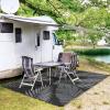 GENIMO Outdoor Rug 2.5′ x 8′ Waterproof for Patios Clearance, Reversible Outdoor Plastic Straw Camping Rug Carpet, Large Area Rugs Mats for RV, Camper, Deck, Balcony, Porch, Beach, Black&Beige(Black & Grey | Waterproof)