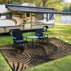 GENIMO Outdoor Rug 2.5′ x 8′ Waterproof for Patios Clearance, Reversible Outdoor Plastic Straw Camping Rug Carpet, Large Area Rugs Mats for RV, Camper, Deck, Balcony, Porch, Beach, Black&Beige(A.black & Brown)