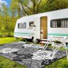 GENIMO Outdoor Rug 2.5′ x 8′ Waterproof for Patios Clearance, Reversible Outdoor Plastic Straw Camping Rug Carpet, Large Area Rugs Mats for RV, Camper, Deck, Balcony, Porch, Beach, Black&Beige(C.mix Black & White)